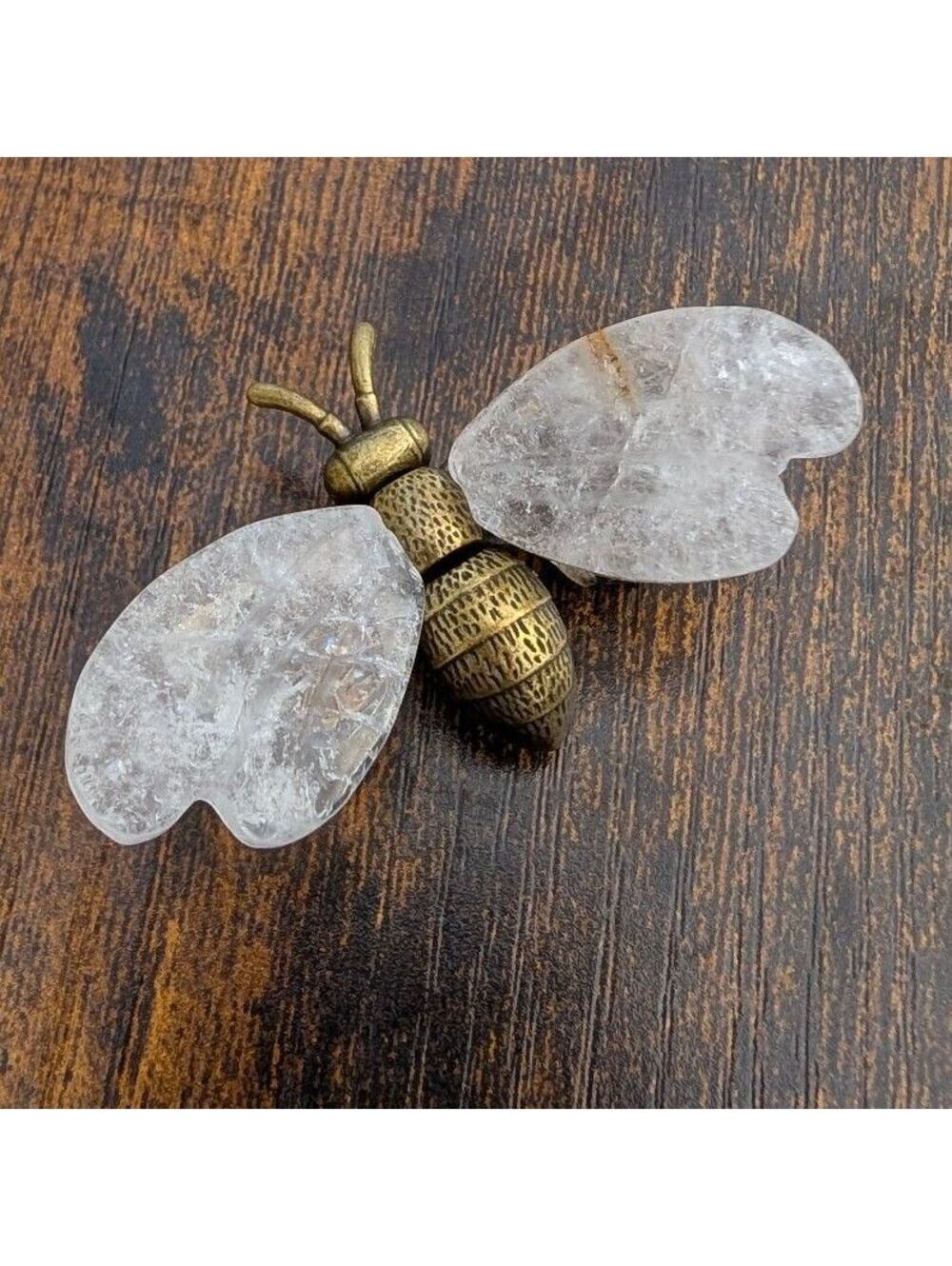 Quartz Bee Crystal Carving with Golden Healer Inclusion, 2.25" Natural Stone